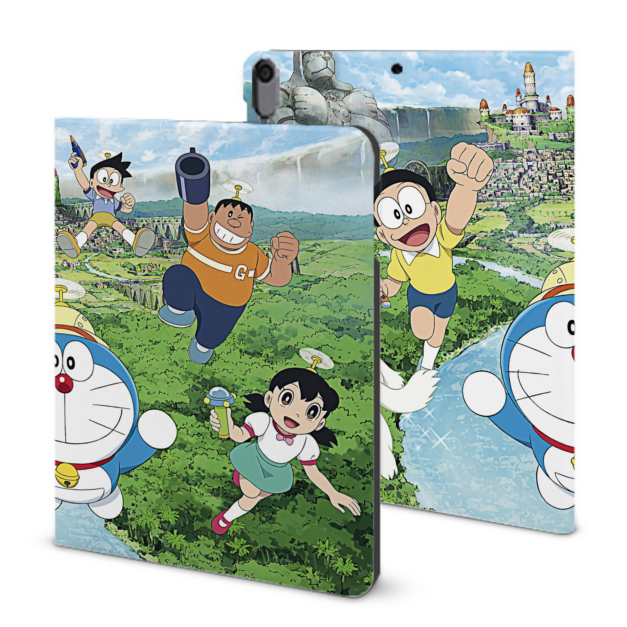 （画像用） ドラえもん Doraemon IPad ケース ブック型 PUレザー TPU 耐衝撃 軽量 薄型 ペン収納なし 全面保護 IPad 各モデル対応